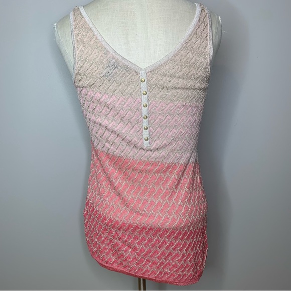 White House Black Market Pink Metallic Ombre Tank Blouse - Picture 2 of 6